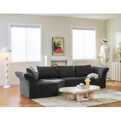Canapé d'angle modulaire moderne et minimaliste, accoudoir gauche, gris foncé