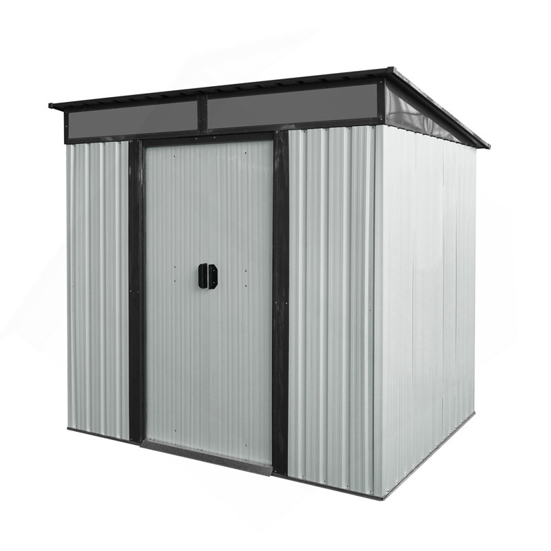 Outdoor Metal Storage Shed with Window, Transparent Panel & Free Accessories – Corrosion-Resistant Garden, Lawn Shed