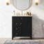 Meuble-lavabo moderne de 24 po avec lavabo en céramique, poignées en métal, porte à fermeture en douceur, support de rangement, finition de surface peinte-1208554659