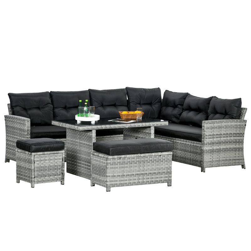 Wendell Wicker 6 - Person Seating Group with Cushions