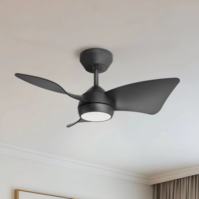 Petit ventilateur de plafond de 30 po avec lumière et télécommande - Moteur à courant continu réversible à faible débit d'air - Ventilateur de plafond moderne pour la chambre de bébé, les petites pièces, la chambre à coucher et la cuisine