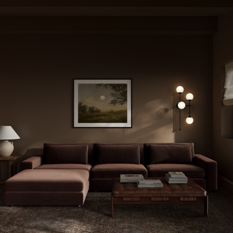Bloor Sectional with Ottoman, Surrey Cocoa Cotton Blend