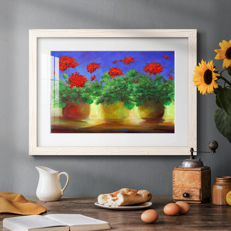 Geraniums II, reproduction d'art encadrée, Blanc, H 26 po x l 38 po x P 1,5 po