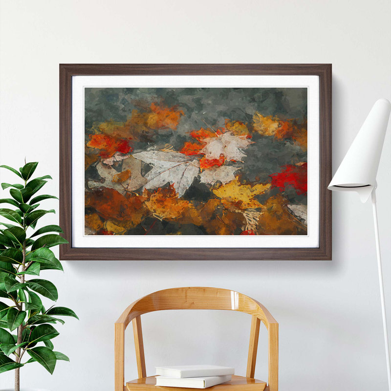 Leaves in Autumn in Abstract - Picture Frame Graphic Art Print, 48cm H x 65cm W x 2cm D, Walnut Framed