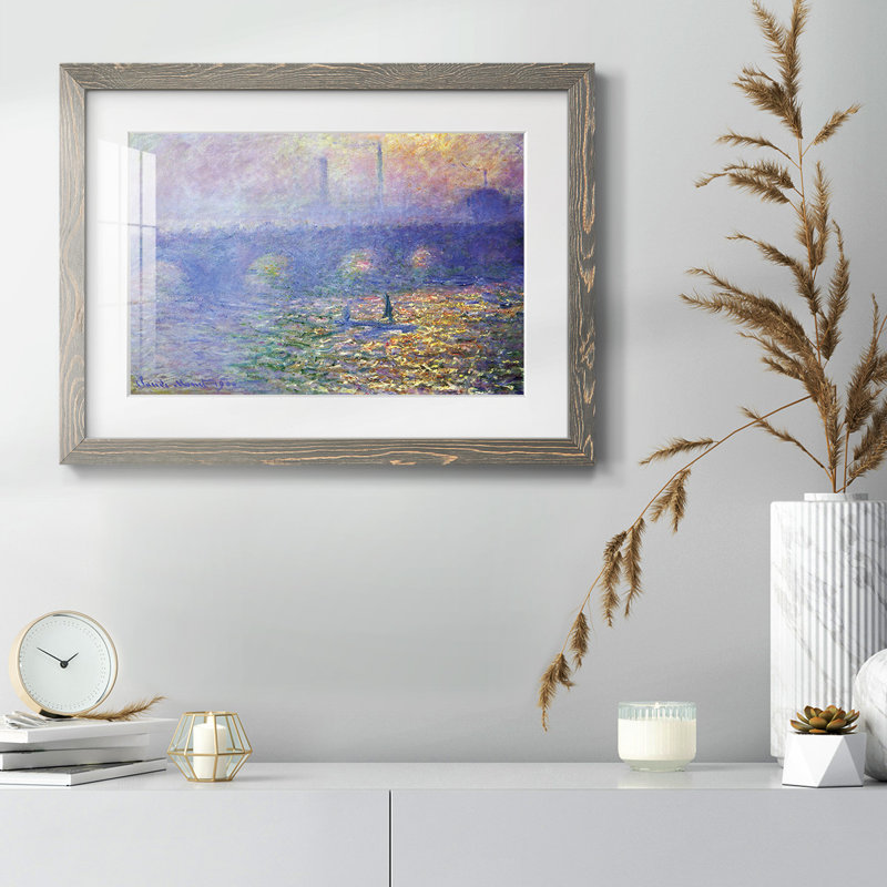 " Waterloo Bridge " by Claude Monet, Gray Framed