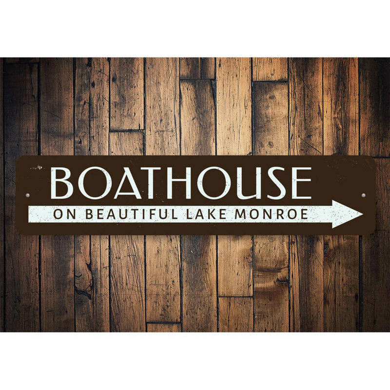 Enseigne en aluminium personnalisée Boat House Lake, H 6 po x l 24 po x P 0,063 po