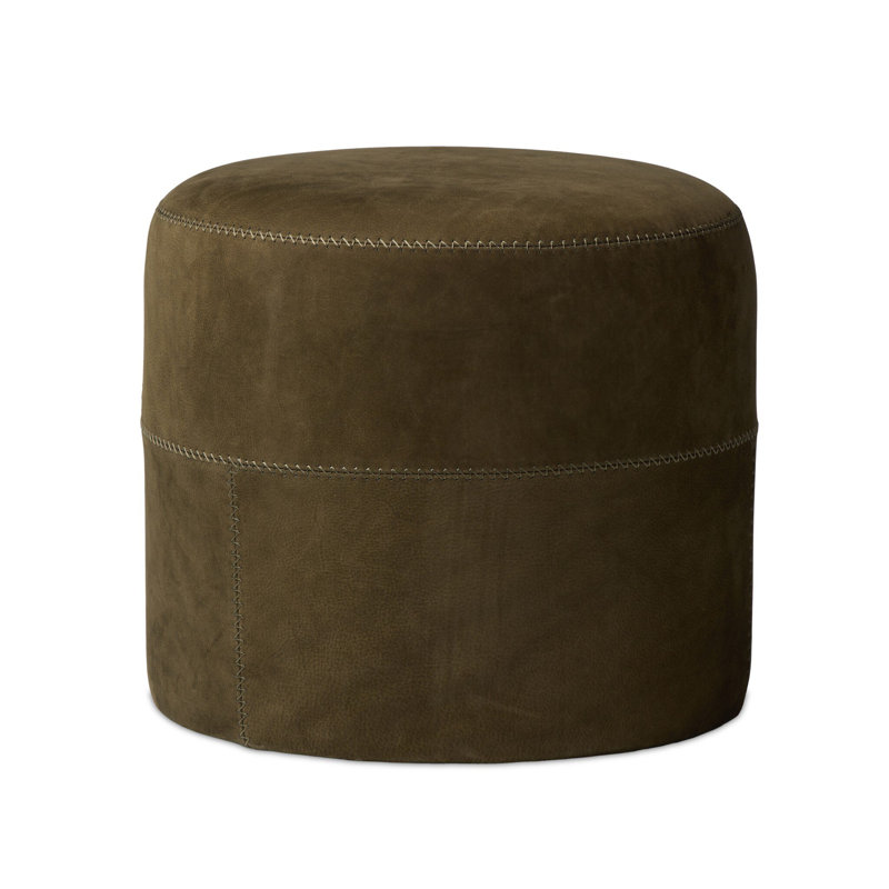 Camino Cylinder Ottoman, Nubuck Olive