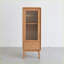 Armoire décorative avec porte vitrée, 2 tablettes, 1 tiroir et poignée en laiton pour le meuble télé d'entrée