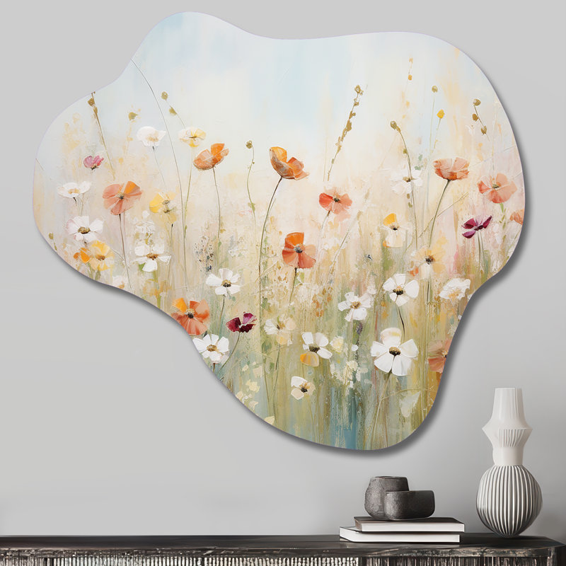 «Meadow Contemporary Wildflowers - Meadow Cloud, impression sur métal, impression asymétrique traditionnelle sur métal