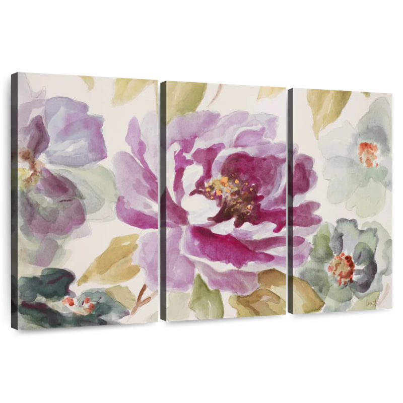 Harnek - fleurs mauves, H 36 po x l 57 po