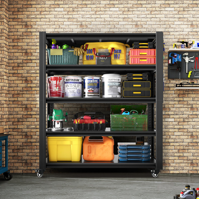 Heavy-Duty Steel Storage Rack with Adjustable Shelves and Safety Features