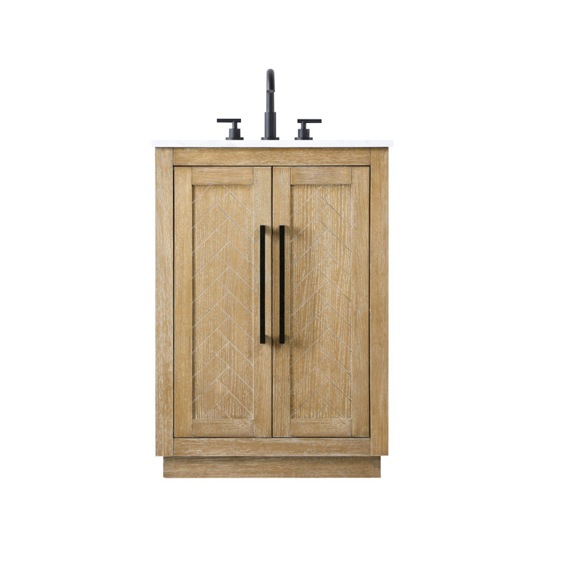 24 inch Single Bathroom Vanity, Linen Oak