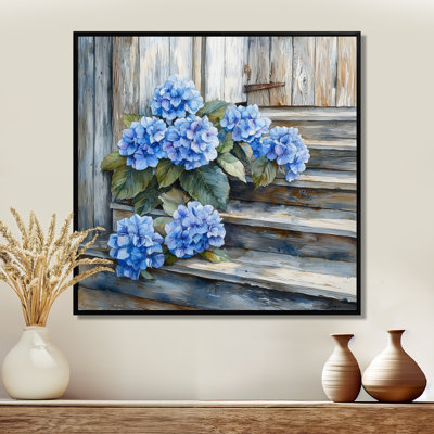 Hydrangeas On The Barn Steps I - Hydrangea Wall Art for Living Room