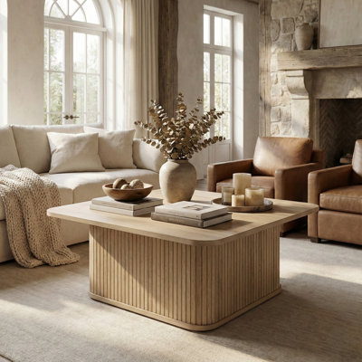 Aurel 31.5" Fluted Square Coffee Table