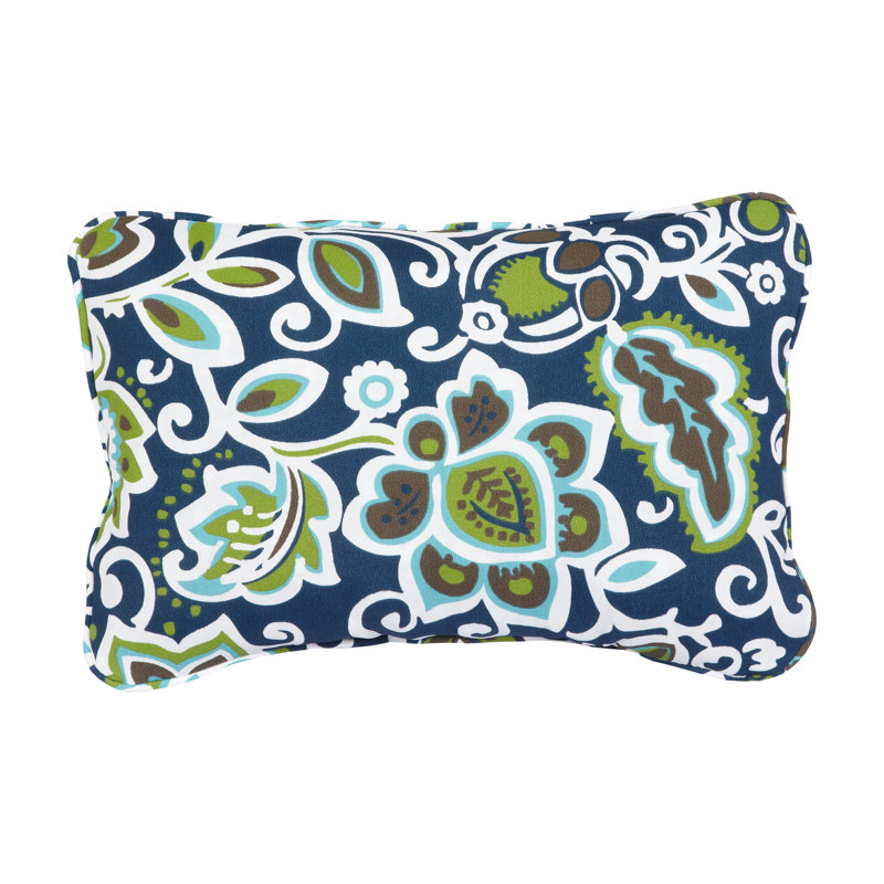 Coussin lombaire intérieur / extérieur Stella, Floral bleu marine