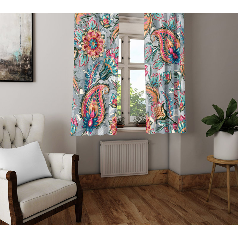 Panneaux de rideaux semi-transparents à motif floral, L 56 po x L 78 po
