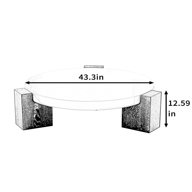 Table basse Minimalist, H 12,59 po x L 43,3 po x l 43,3 po