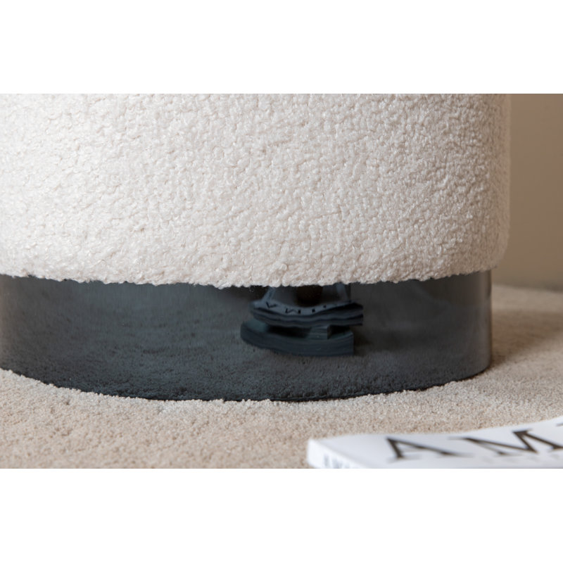 Hosea 35cm Wide Round Pouf Ottoman, Black, Off White