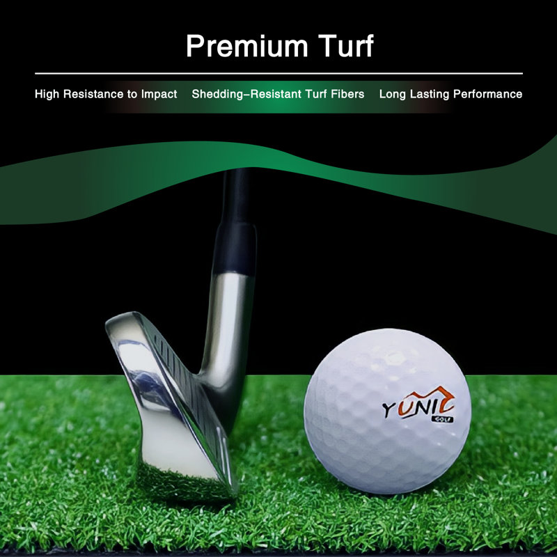YUNIC Golf Hitting Mat - 5 ft x 5 ft - Premium Artificial Turf Training Mat for Indoor Outdoor Swing Practice