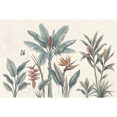 Papier peint botanique tropical avec aquarelle et feuilles de bananier