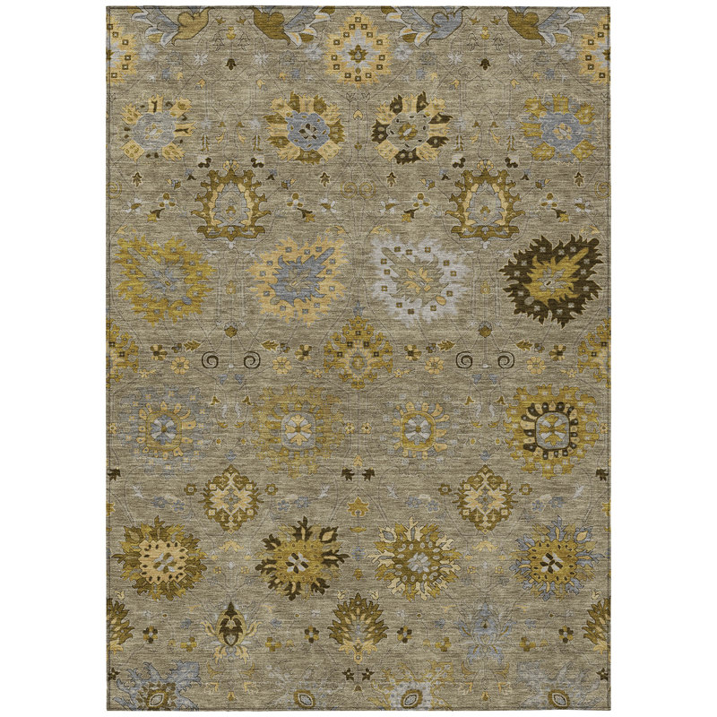 Machine Washable Indoor/Outdoor Chantille ACN2289 Damask Rug, Rectangle 9' x 12'