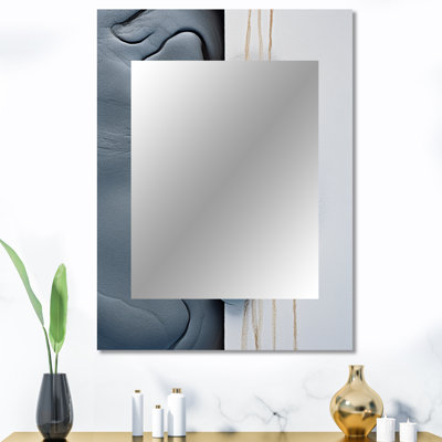 «Beach Photo» Harmonic Balance III - grand miroir de plage, miroir mural décoratif gris, impression d'art en métal