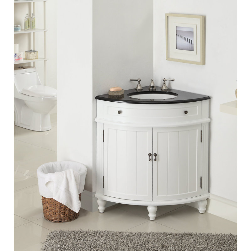 Wilhoite 24'' Single Bathroom Vanity with Top, White, Black