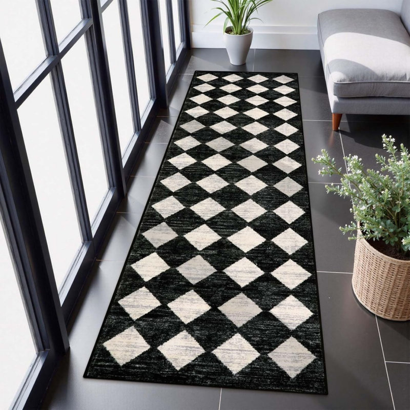 Geometric Machine Tufted 61cm X 244cm Area Rug