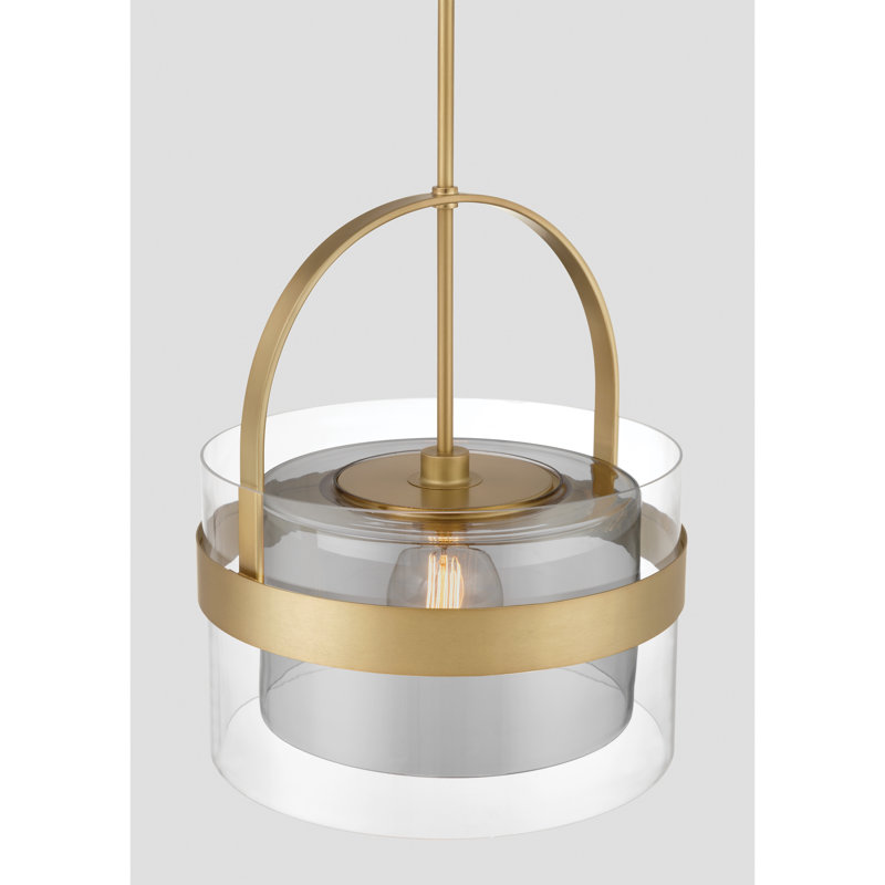 Luminaire suspendu / semi-encastré convertible 1 lumière Ravik 15,5 po, Laiton