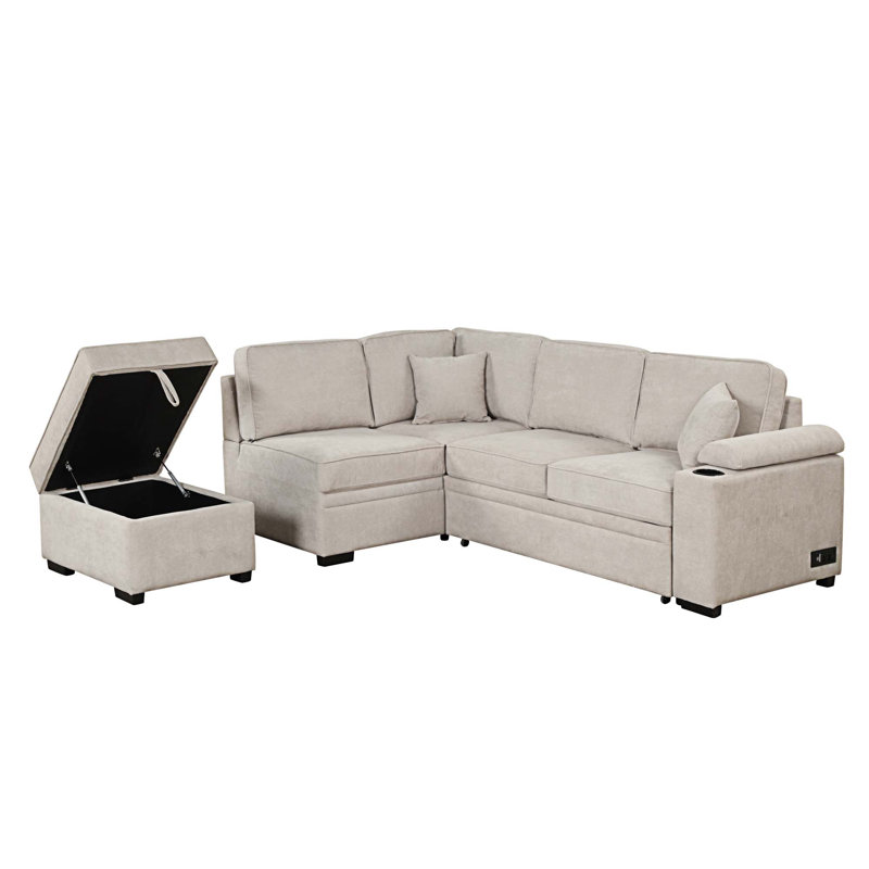 Canapé modulaire 3 pièces rembourré, Lin beige