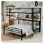 Lit mezzanine en métal avec bureau intégré, cadre de lit superposé en L double au-dessus de simple, noir