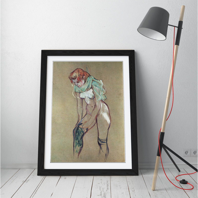Attractive Woman Stockings - Single Picture Frame Print on Canvas, Black, 35cm H x 26cm W