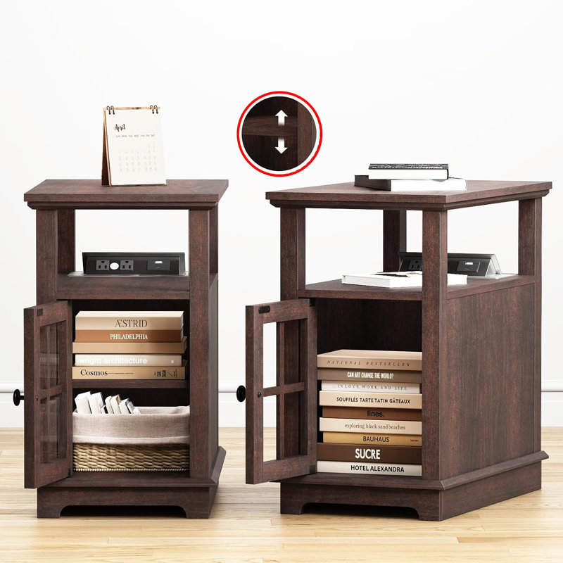 End Table with Hidden Charging Station, Espresso