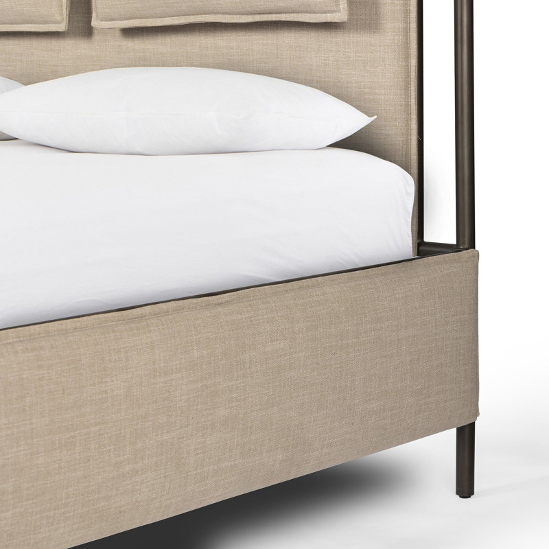 Leigh Canopy Bed-Palm Ecru-King, Beige, King
