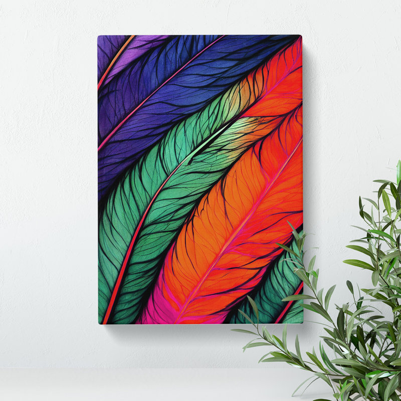 Feathers In Colour No.5 - Wrapped Canvas, 50cm H x 35cm W x 3cm D