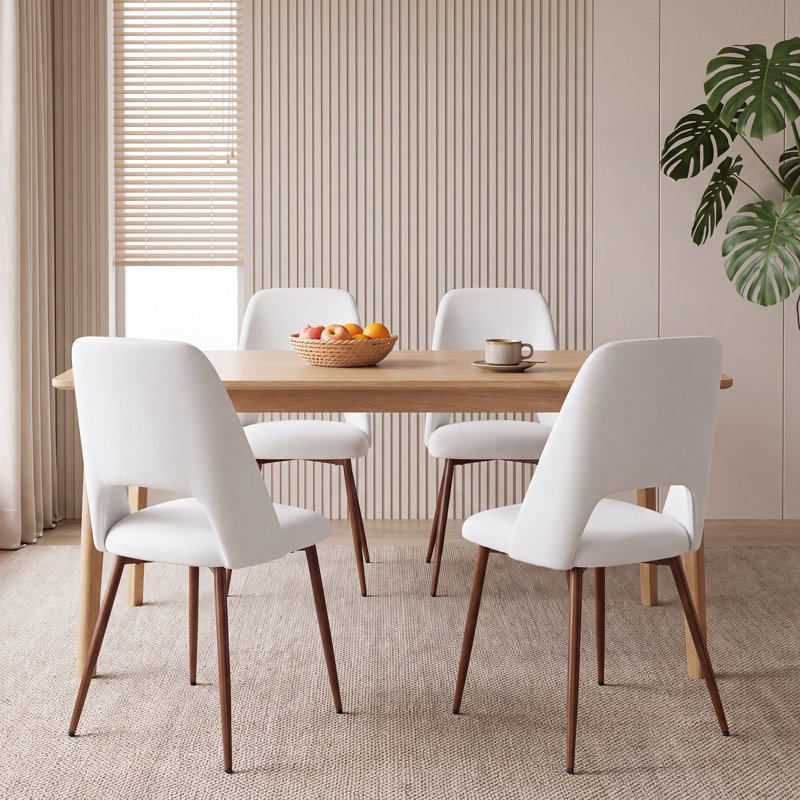 Ensemble de 4 chaises de salle à manger rembourrées avec pieds en métal noyer