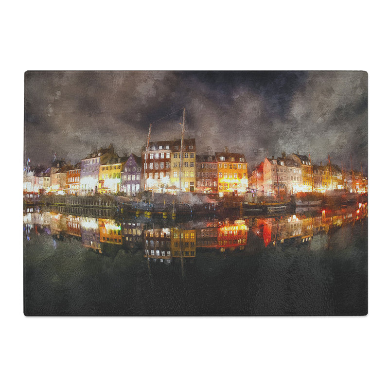 Tempered Glass Nyhavn Canal in Denmark Chopping Board, 20 cm x 28.5 cm