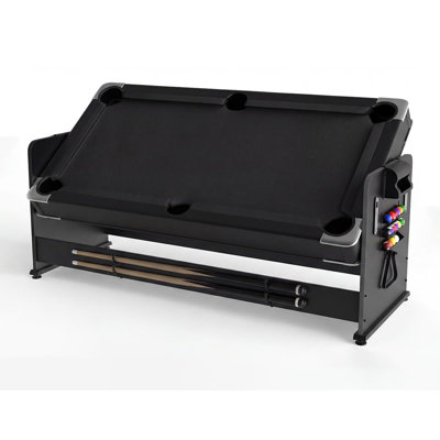 Table multi-jeux 7-en-1 de 7 pi avec air hockey, billard et ping-pong, accessoires complets inclus, conception à plateau rabattable pour salle de jeux, sous-sol et divertissement en famille
