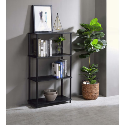 Industrial 4-Tier Bookcase,-Coated Metal Frame, Open Storage For Books/Magazines/Décor