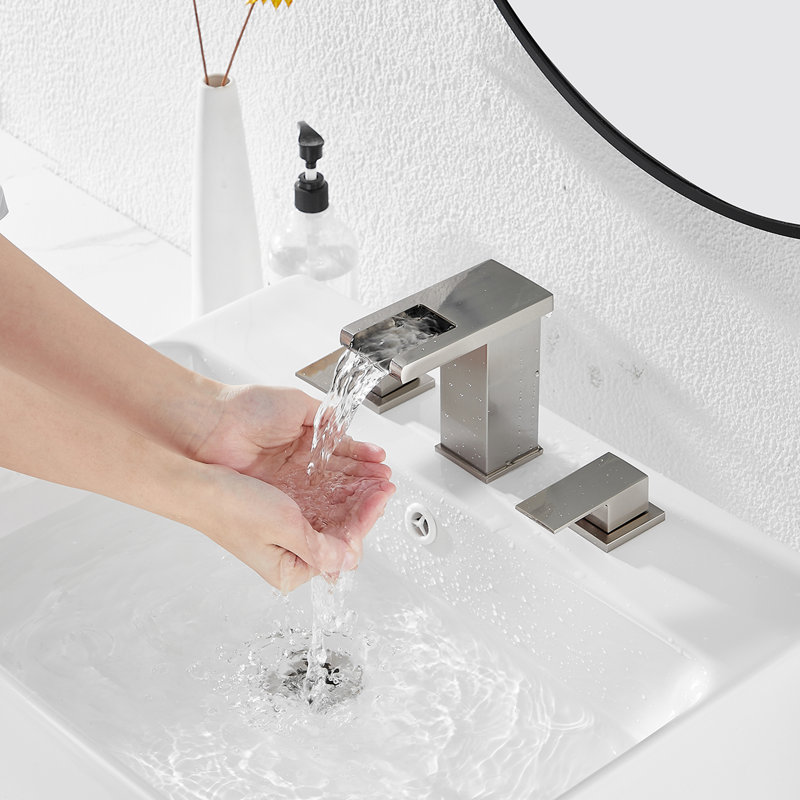 Widespread 2-handle Bathroom Faucet with Drain Assembly, Brushed Nickel