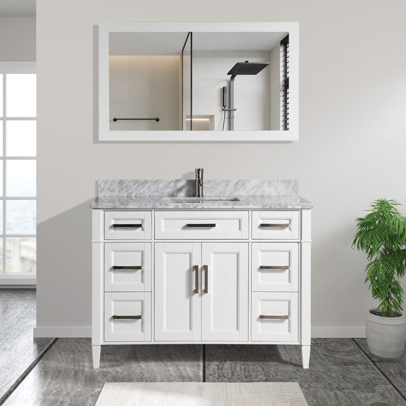Ensemble de meuble-lavabo simple 60 po avec miroir Dallaire, Blanc