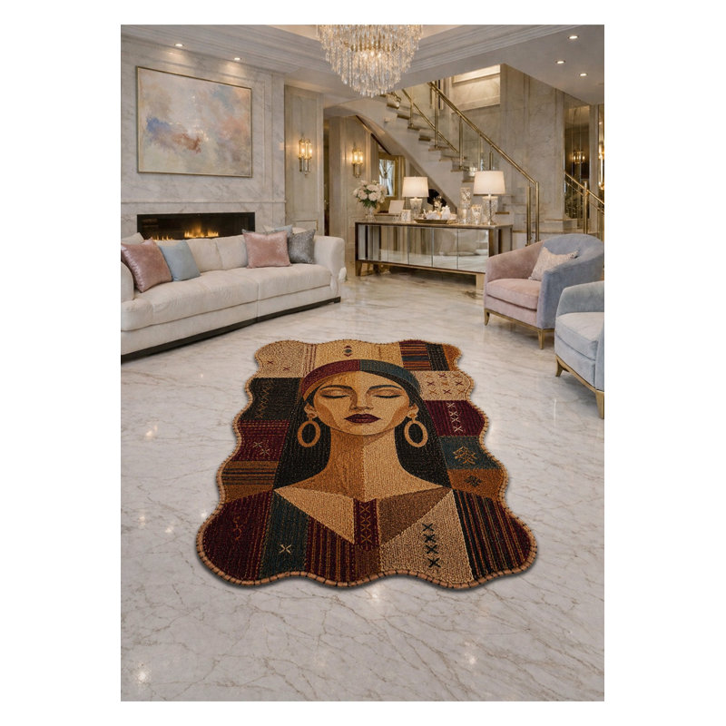 Tapis tissé à motif nautique vert Mosso, 2'4" x 3'11"