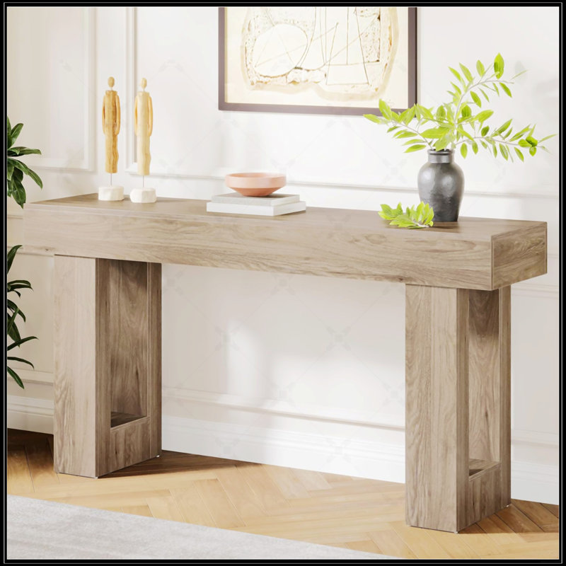 63 Inches Farmhouse Console Table – Extra Long Narrow Sofa Table, Rustic Wood Entryway Table For Hallways And Foyer, Grey Finish