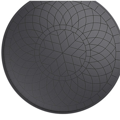 Table de salle à manger 47,24 pouces en fonte d'aluminium avec structure noire et texture sculptée sur le plateau de table