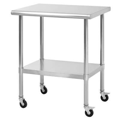 Durable Stainless Steel Table With Wheels, Adjustable Shelves, And NSF Certification For Commercial Use