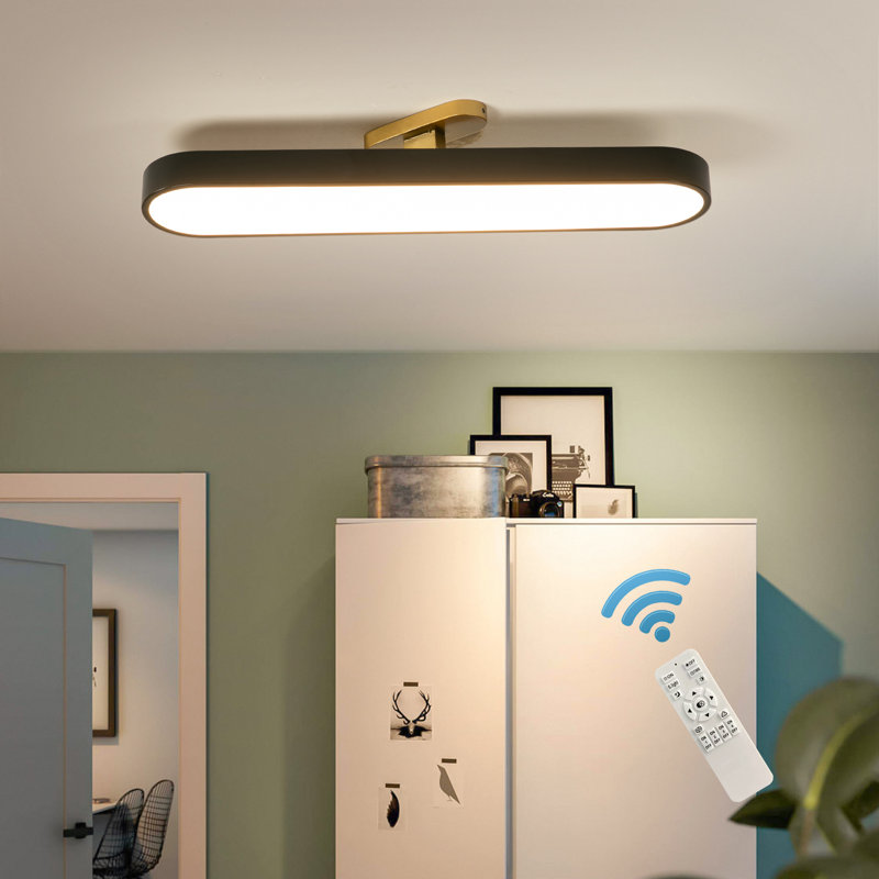 Masek 1 - Light 27.1" Simple Rectangle LED Semi Flush Mount, Matte Black