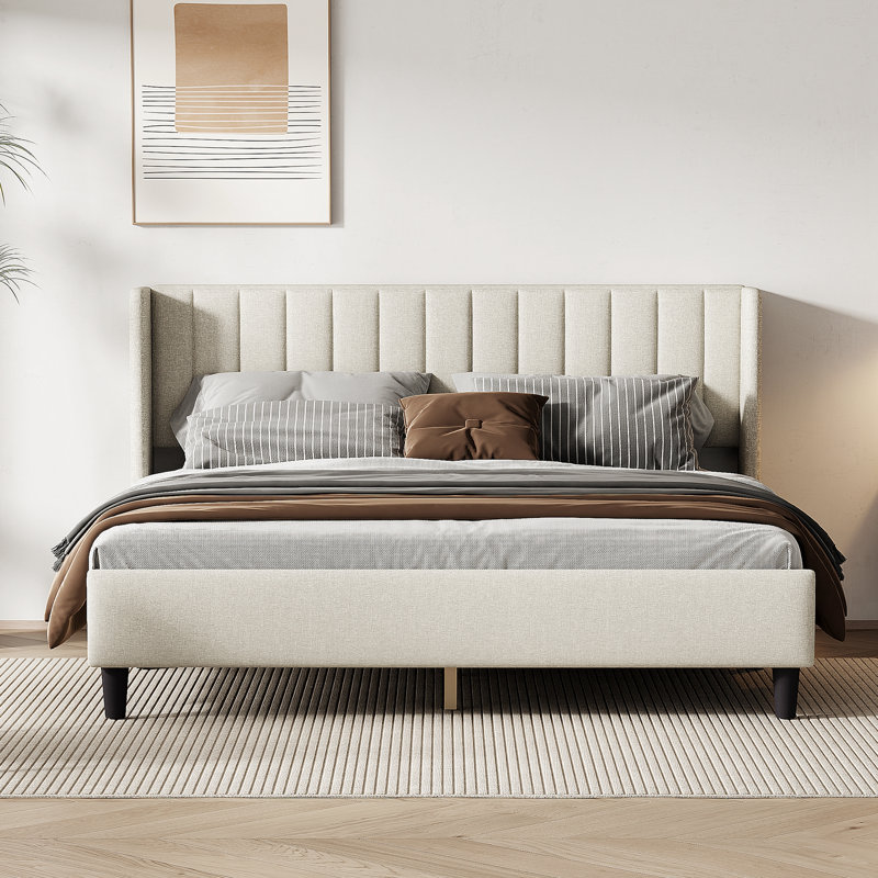 Hudayfi Upholstered Platform Bed, Black, King
