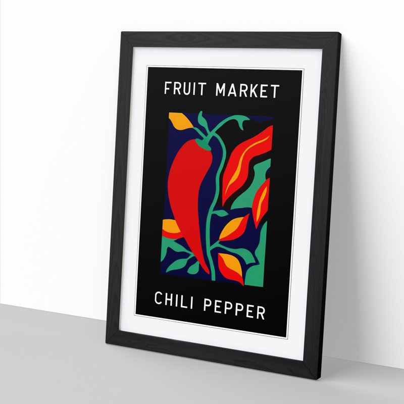 Red Chili Pepper Fruit Market Exhibition Vol.2 - Single Picture Frame Print on Wood, 46cm H x 34cm W x 2cm D