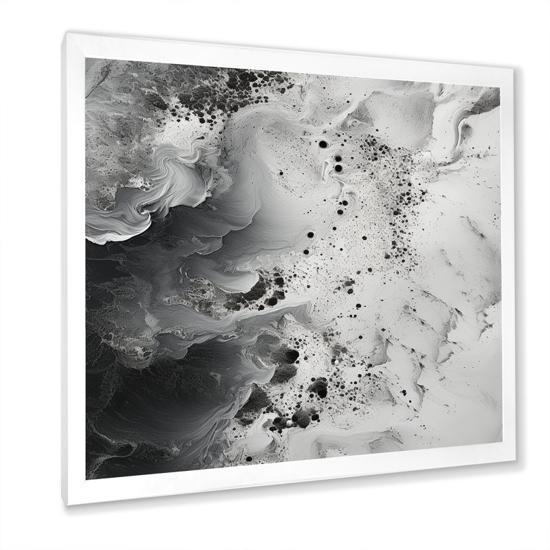 Peinture abstraite crème et noire liquide I - reproduction d'art sur toile abstraite, H 16 po x l 16 po x P 1 po