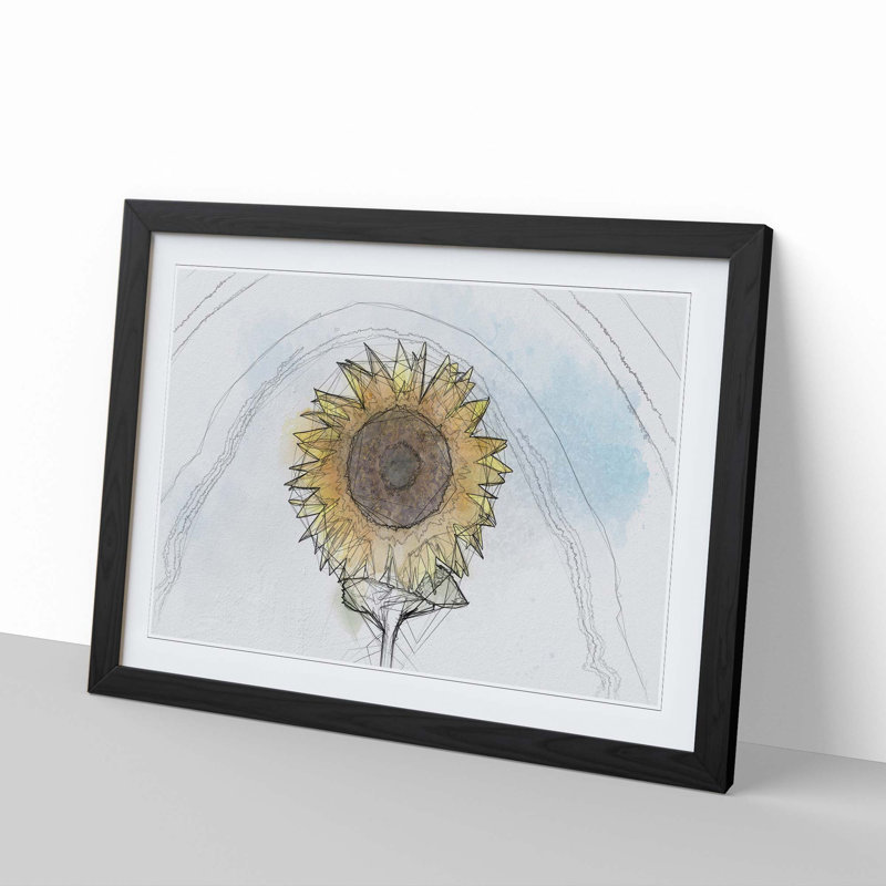 Yellow Sunflower Catching Rays in Abstract - Picture Frame Graphic Art Print, 50cm H x 76cm W x 2cm D, Black
